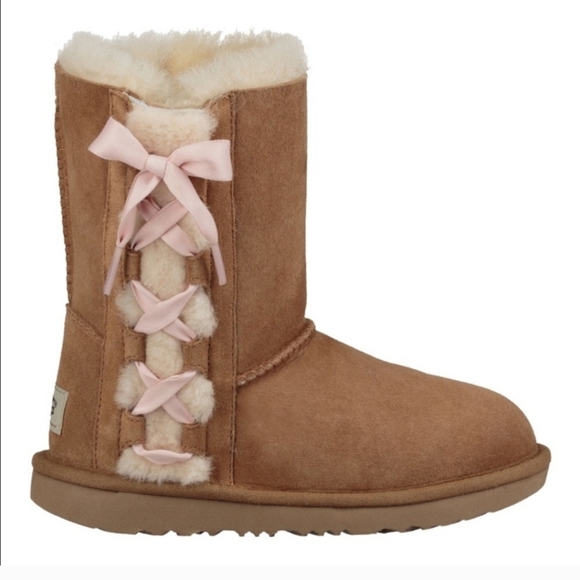 UGG KIDS CHE RIBBON LACE UP Boots  KID YOUNG  SIZE 3 - Picture 3 of 8